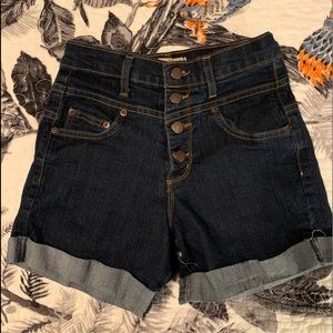 High waisted button fly shorts
